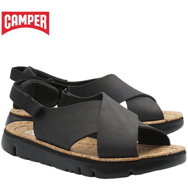 【CAMPER Oruga】 カンペール オルガ Black  ブラック サンダル クロスストラップ フラット