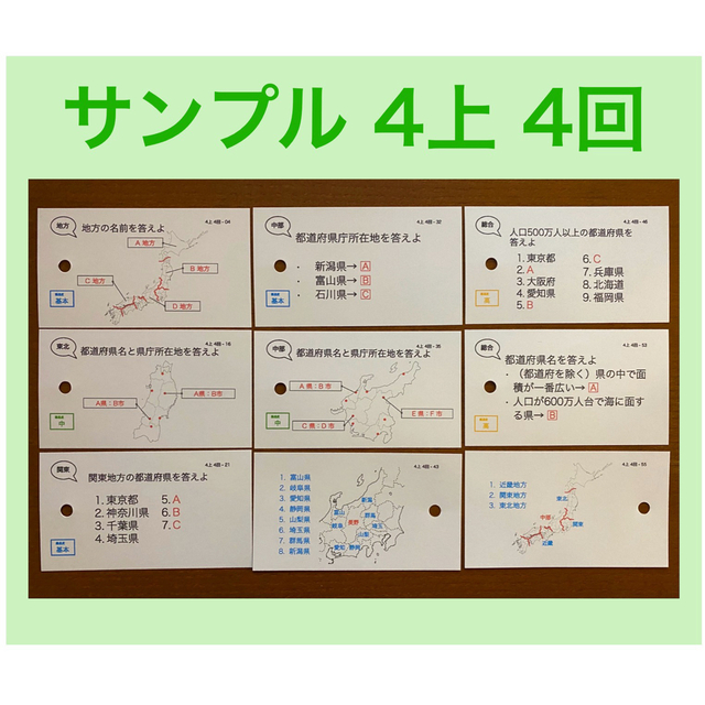 中学受験【4年上 社会・理科1-9回】 暗記カード 予習シリーズ 組み分け 中学受験【4年上 社会・理科1-9回】 暗記カード 予習シリーズ 組み分け