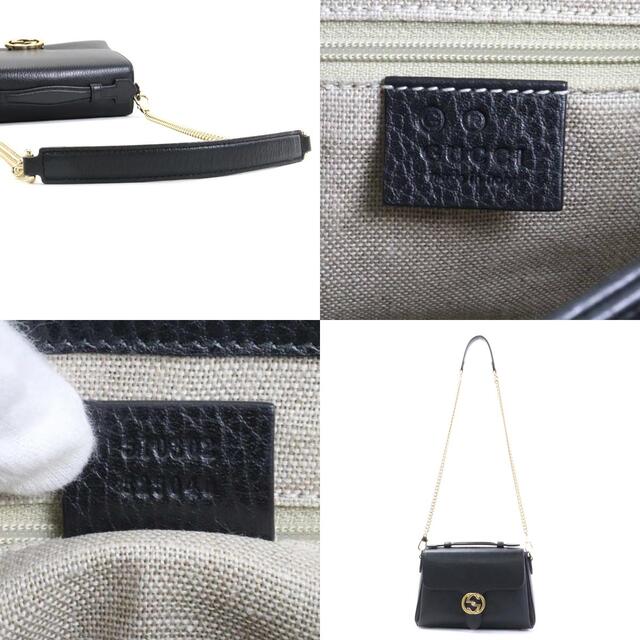 Gucci(グッチ)のグッチ GUCCI ハンドバッグ ショルダーバッグ インターロッキング G レザー/メタル ブラック/ゴールド レディース 510302 送料無料【中古】 e55640f レディースのバッグ(ハンドバッグ)の商品写真