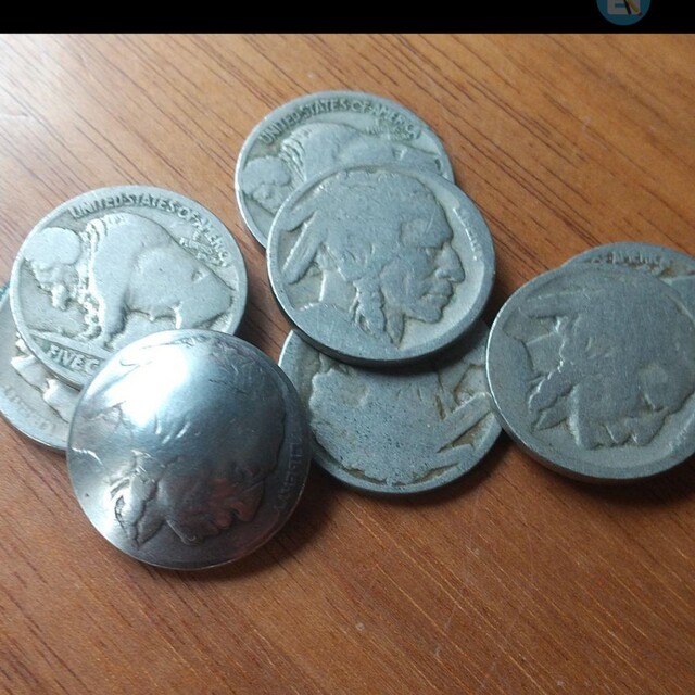 アメリカ 5セント コイン コンチョ インディアン  ループ式 １個 ハンドメイドの素材/材料(各種パーツ)の商品写真