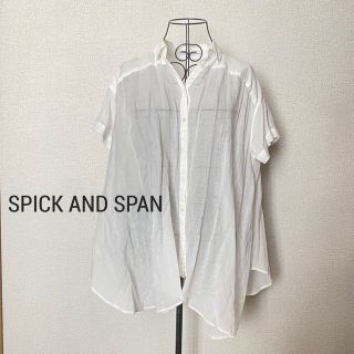 スピックアンドスパン(Spick & Span)のSpick and span コットン　リネン　フレア　半袖シャツ(シャツ/ブラウス(半袖/袖なし))