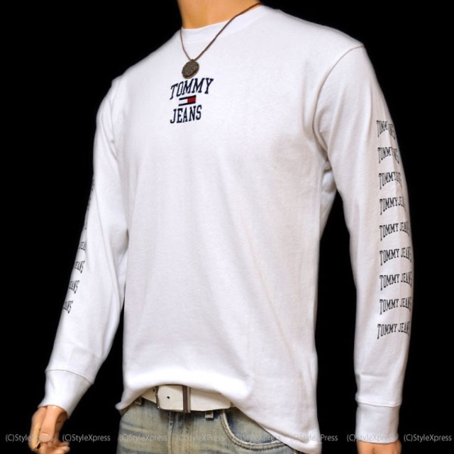 TOMMY JEANS(トミージーンズ)の新品 トミージーンズ 白 M オーガニックコットン 両袖ロゴロンT メンズのトップス(Tシャツ/カットソー(七分/長袖))の商品写真