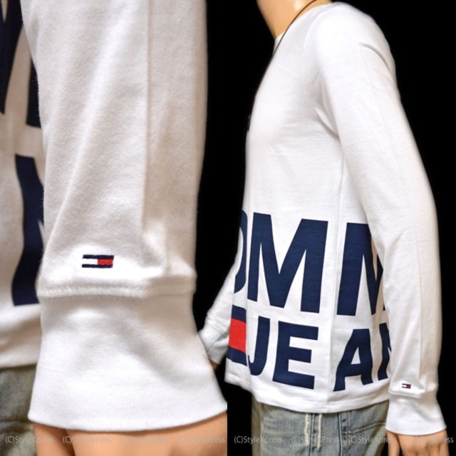 TOMMY JEANS(トミージーンズ)の新品 トミージーンズ 白 XS 裾ロゴ ロンT トミーヒルフィガー メンズのトップス(Tシャツ/カットソー(七分/長袖))の商品写真