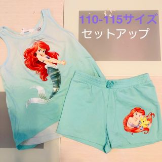 エイチアンドエム(H&M)のディズニー、アリエル☆セットアップ☆110-115☆ノースリーブ、ショートパンツ(Tシャツ/カットソー)