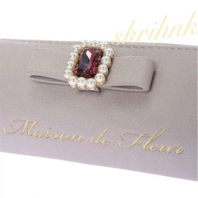 Maison de FLEUR - メゾンドフルール♡パールビジュー合皮リボン Maison de FLEUR - メゾンドフルール♡パールビジュー合皮リボン