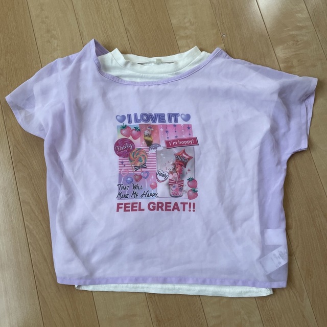 AEON(イオン)の2枚重ねTシャツ キッズ/ベビー/マタニティのキッズ服女の子用(90cm~)(Tシャツ/カットソー)の商品写真