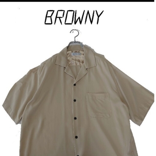 ブラウニー(BROWNY)の【着回し抜群】BROWNY ブラウニー オープンカラーシャツ 開襟 古着コーデ(シャツ)