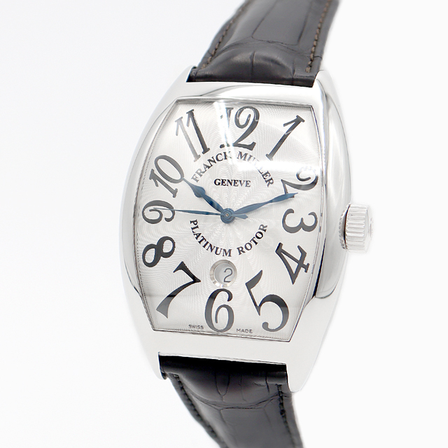 FRANCK MULLER フランクミュラー トノーカーベックス プラチナローター 9880 SC DT デイト シルバー ギョーシェ SS ステンレス 純正ベルト 純正尾錠 メンズ 自動巻き トノウ カーベックス 【6ヶ月保証】【腕時計】