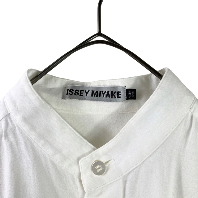 90s ISSEY MIYAKE イッセイミヤケ　ノーカラーシャツ　バンドカラー