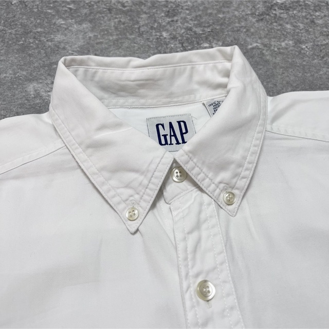 GAP(ギャップ)のオールドギャップGAP☆半袖ホワイトボタンダウンシャツ 90s XXLサイズ相当 メンズのトップス(シャツ)の商品写真