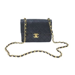 CHANEL シャネル ミニマトラッセ ココマーク ショルダーバッグ ミニバッグ 06番台 サテン ブラック ゴールド金具 美品  48049