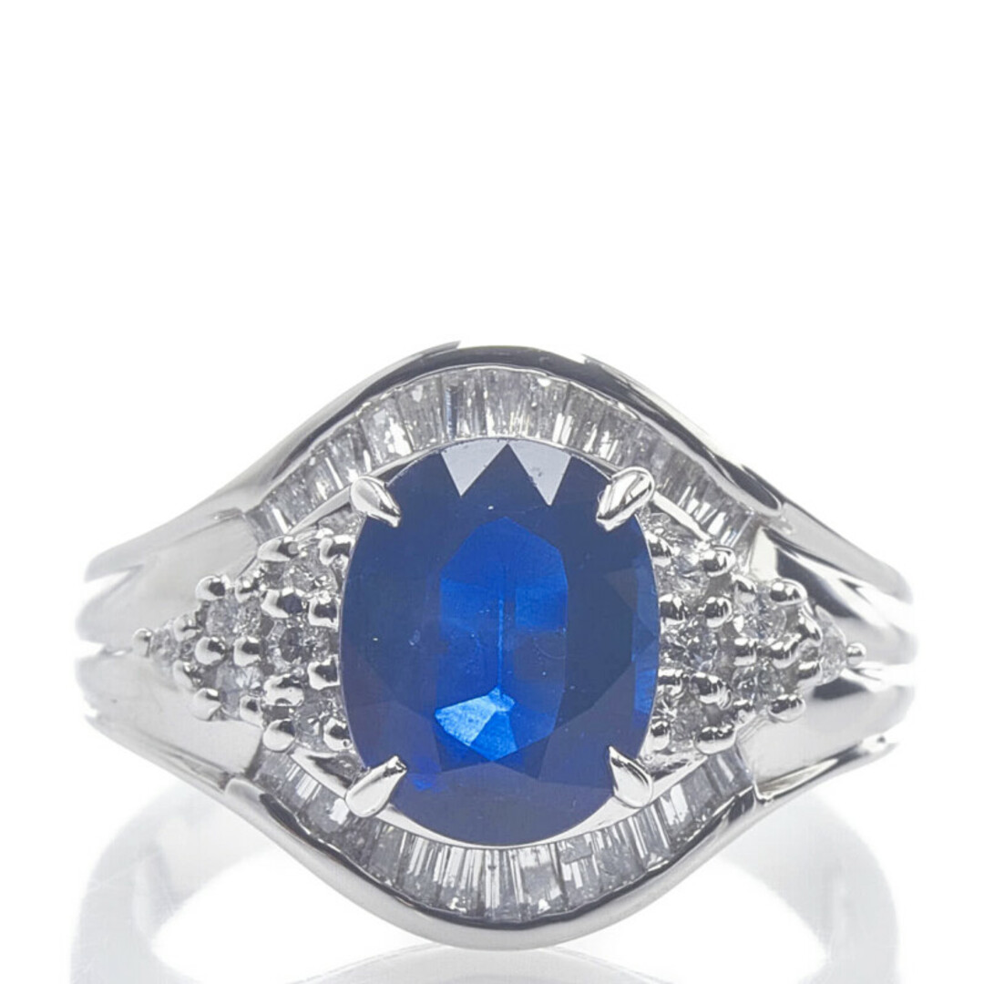 正規品! Pt900 【1-0103394】 0.45ct ダイヤ 2.73ct サファイア 指輪