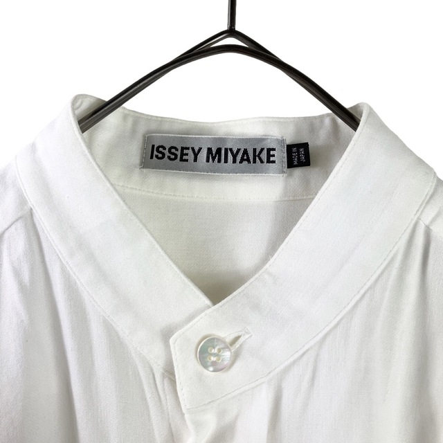 美品 90s ISSEY MIYAKE イッセイミヤケ  ノーカラー シャツ M