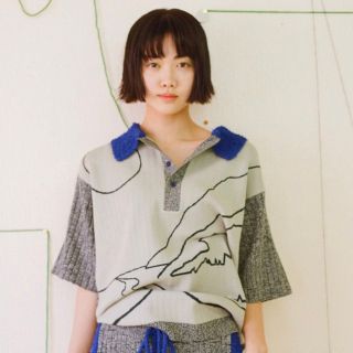 月のある風景のニットポロ(Tシャツ(半袖/袖なし))