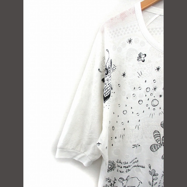FRAPBOIS(フラボア)のフラボア FRAPBOIS ワイドカットソー Tシャツ 七分袖 イラストプリント レディースのトップス(その他)の商品写真