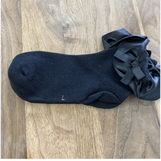 誠実 靴下 16-18㎝ 黒 ブラック フリル付き 靴下タイツ
