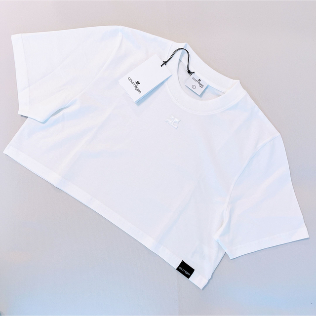 人気 COURREGES クロップド コットン Tシャツ