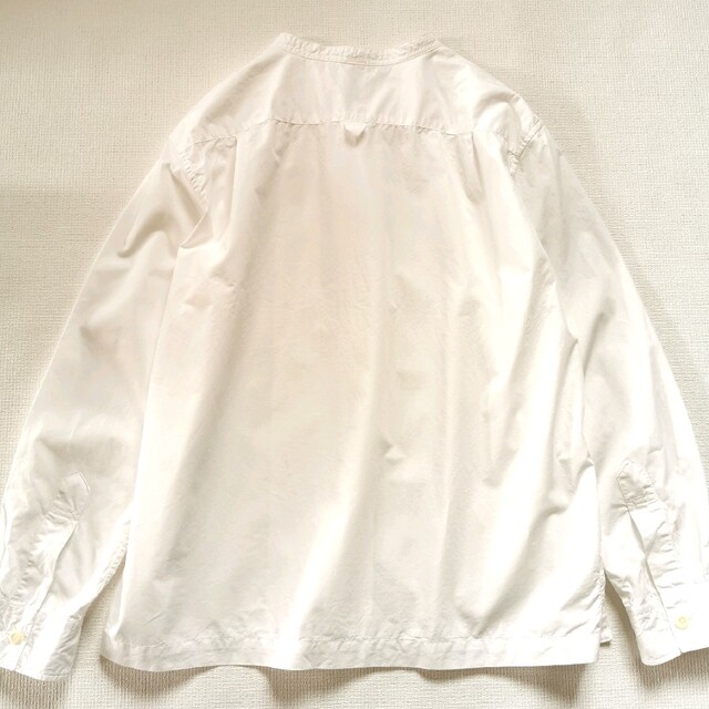 トップスMHL コットンシャツ　白　バンドカラー　マーガレットハウエル　日本製