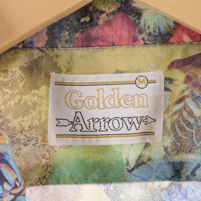 ARROW - 古着 70年代 アロー Arrow GOLDEN 総柄 半袖 オープンカラー