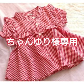 ちゃんゆり様専用　ギンガム赤100　Kitty Tシャツ(ブラウス)