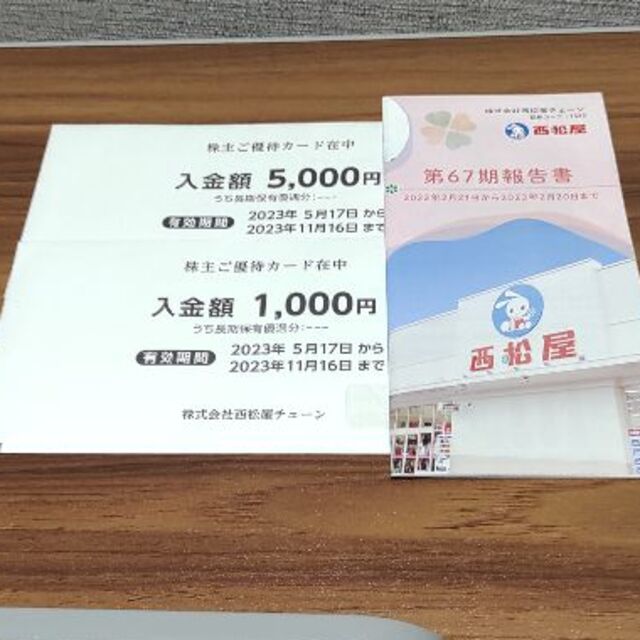 西松屋チェーン株主優待カード6,000円分