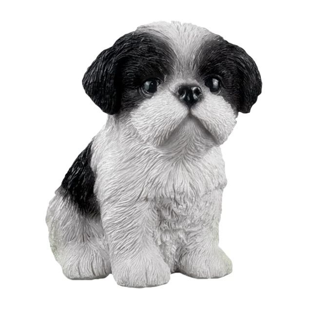 【色: ブラック】ledmomo 犬の置物 かわいい 樹脂置物 オブジェ オーナ