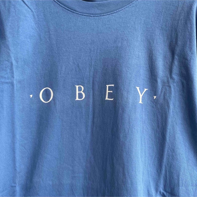 OBEY(オベイ)の00年代 USA製 OBEY ロゴ Tシャツ ブルー メンズのトップス(Tシャツ/カットソー(半袖/袖なし))の商品写真