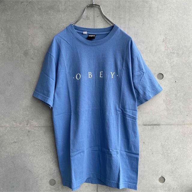 OBEY(オベイ)の00年代 USA製 OBEY ロゴ Tシャツ ブルー メンズのトップス(Tシャツ/カットソー(半袖/袖なし))の商品写真