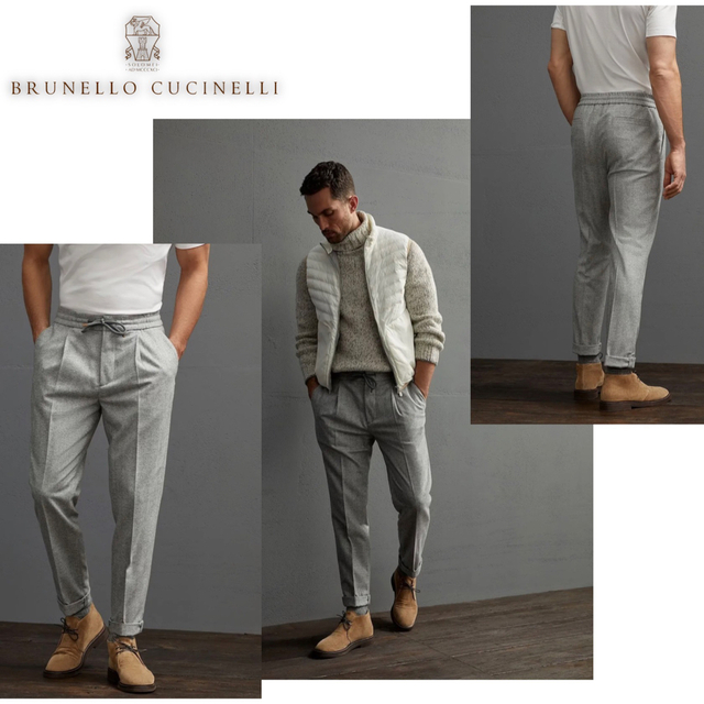 BRUNELLO CUCINELLI - I95☆美品☆極上ドローストリングつきスラックス ...