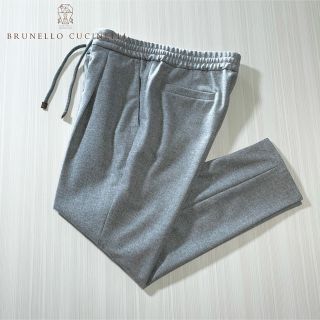 ブルネロクチネリ(BRUNELLO CUCINELLI)のI95★美品★極上ドローストリングつきスラックスパンツ ブルネロクチネリ グレー(スラックス)