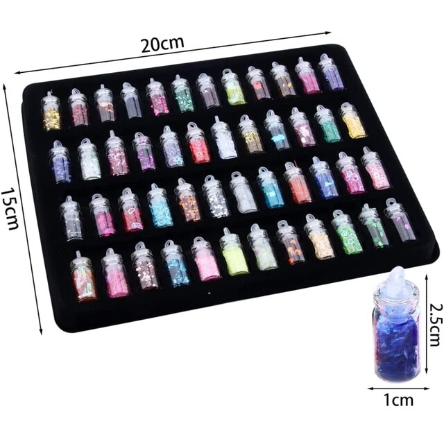大量48本 封入パーツ レジン ネイル スライム ホノグラム ラメパウダー