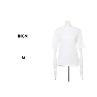 イング(INGNI)のINGNI/イング【リブメローハイネックT（5分袖）M ホワイト】トップス　万能(Tシャツ(半袖/袖なし))