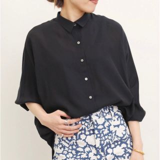 アパルトモンドゥーズィエムクラス(L'Appartement DEUXIEME CLASSE)のDolman sleeve sheer blous ネイビー(シャツ/ブラウス(長袖/七分))