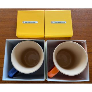 ルクルーゼ(LE CREUSET)の新品未使用　ル・クルーゼ　マグカップS 2個セット　青・オレンジ(グラス/カップ)