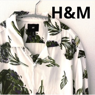 エイチアンドエム(H&M)のH&M レーヨン半袖シャツ　総柄シャツ　開襟　Lサイズ(シャツ)