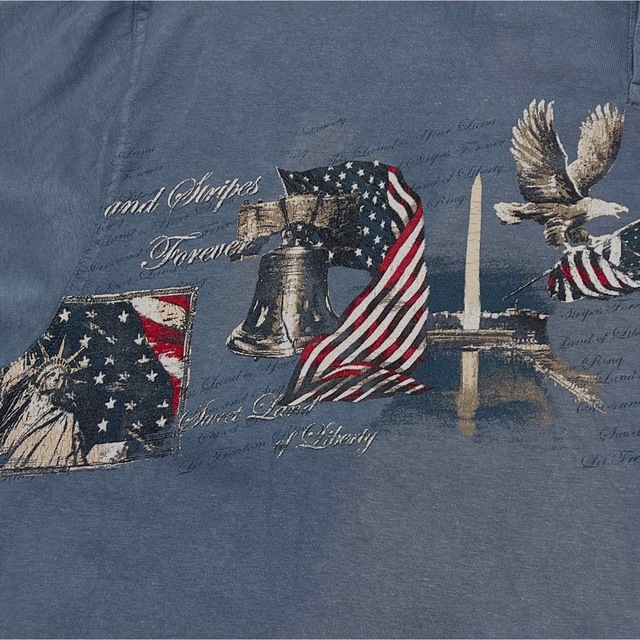 Tシャツ 半袖 オーバーサイズ ハーフボタン 星条旗 アニマルプリント ブルー メンズのトップス(Tシャツ/カットソー(半袖/袖なし))の商品写真