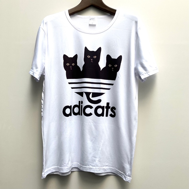 ホワイト 3XL 黒猫 Tシャツ オモシロ ユニセックス ネタ ネコ パロディ レディースのトップス(Tシャツ(半袖/袖なし))の商品写真