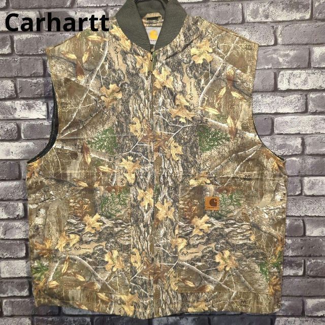 Carhartt　リアルツリー　キルティングジャケット　ベスト　グレー　リメイク