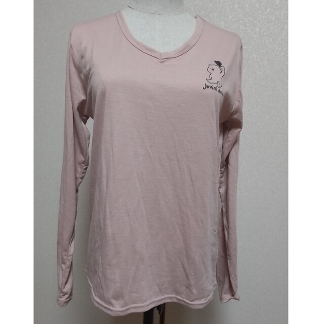 しまむら(シマムラ)のVANDASH ピンク 長袖薄手Tシャツ Vネック Lサイズ 未使用 新品 レディースのトップス(Tシャツ(長袖/七分))の商品写真