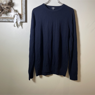ユニクロ(UNIQLO)の【ユニクロ】エクストラファインメリノクルーネックセーター　XL  ネイビー　紺(ニット/セーター)