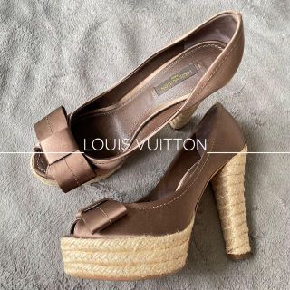 ルイヴィトン(LOUIS VUITTON)の【美品】LOUIS VUITTON ヴィトン リボン サテン ジュート パンプス(ハイヒール/パンプス)