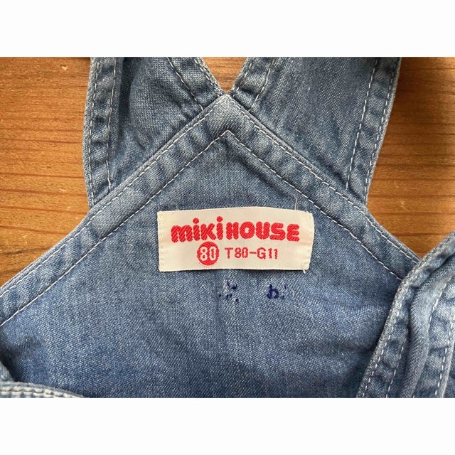 mikihouse(ミキハウス)のお買い得♪レトロぉ〜♡◆mikihouse◆オーバーオール ベビー ８０サイズ キッズ/ベビー/マタニティのベビー服(~85cm)(ロンパース)の商品写真