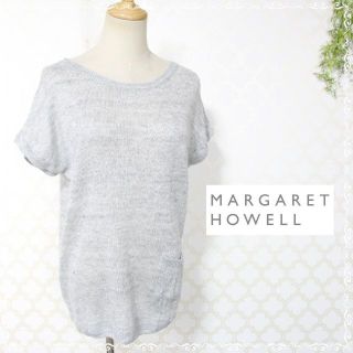 マーガレットハウエル(MARGARET HOWELL)のマーガレットハウエル　半袖　サマーセーター　グレー　フリーサイズ　リネン(ニット/セーター)