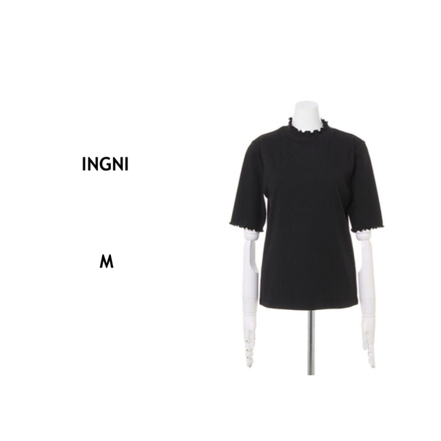 INGNI(イング)のINGNI/イング【リブメローハイネックT（5分袖）M ブラック】トップス　万能 レディースのトップス(Tシャツ(半袖/袖なし))の商品写真