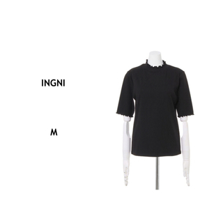 イング(INGNI)のINGNI/イング【リブメローハイネックT（5分袖）M ブラック】トップス　万能(Tシャツ(半袖/袖なし))