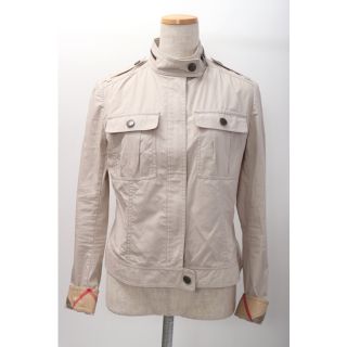 バーバリー(BURBERRY)のBURBERRY LONDONバーバリーロンドン 裏チェック使いエポレット付きミリタリーブルゾンジャケット【LJKA59393】(その他)