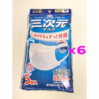 【6袋】三次元マスク　5枚入　ふつうサイズ　日本製(日用品/生活雑貨)