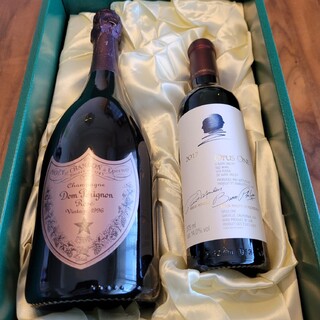 ドンペリニヨン(Dom Pérignon)のドン・ペリニヨンロゼ1996、opus one2017ハーフボトル　ギフトセット(ワイン)