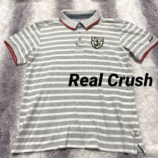 2926 Real Crush ポロシャツ 半袖シャツ 白グレー ボーダー(ポロシャツ)