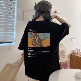 トムとジェリー　Instagram　グラフィック　Tシャツ　ブラック(Tシャツ(半袖/袖なし))